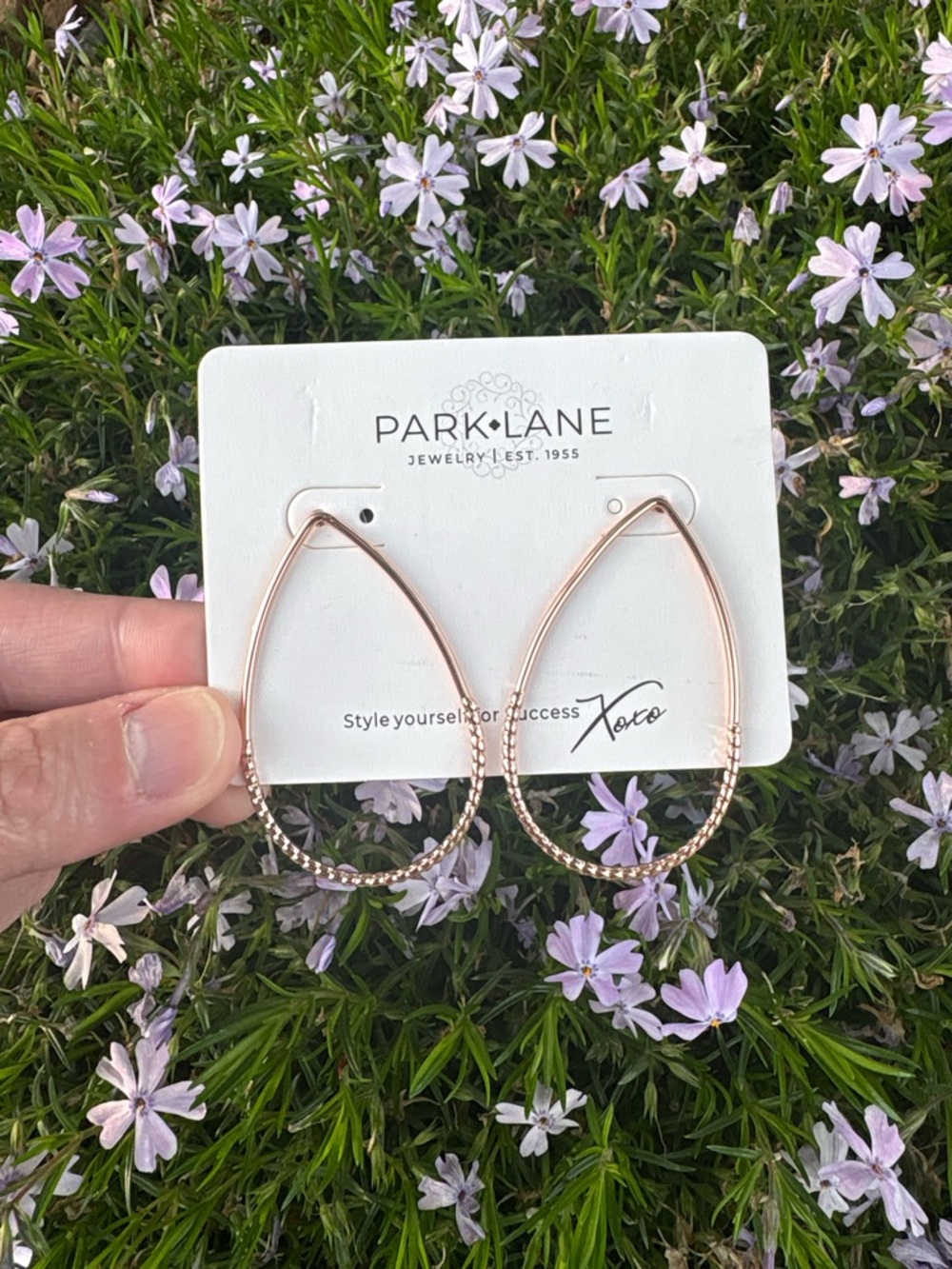 Park Lane Almond Rose Gold Open Teardrop Hoop Earrings - NWT